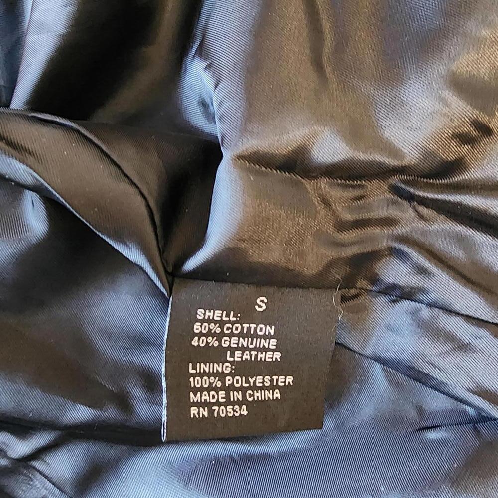 LKNW H & D leather denim blend jacket unique brown black tan S love flawless - Picture 8 of 8